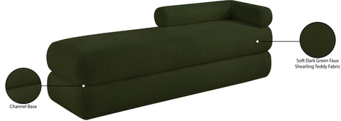 Arlo Green Faux Shearling Teddy Fabric Bench
