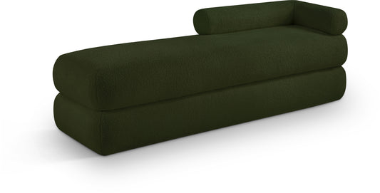 Arlo Green Faux Shearling Teddy Fabric Bench