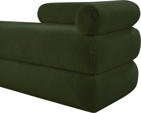 Arlo Green Faux Shearling Teddy Fabric Bench