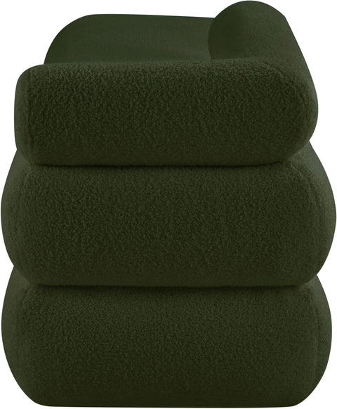 Arlo Green Faux Shearling Teddy Fabric Bench