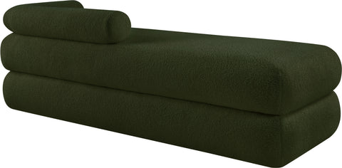 Arlo Green Faux Shearling Teddy Fabric Bench