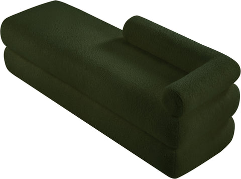 Arlo Green Faux Shearling Teddy Fabric Bench