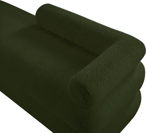 Arlo Green Faux Shearling Teddy Fabric Bench