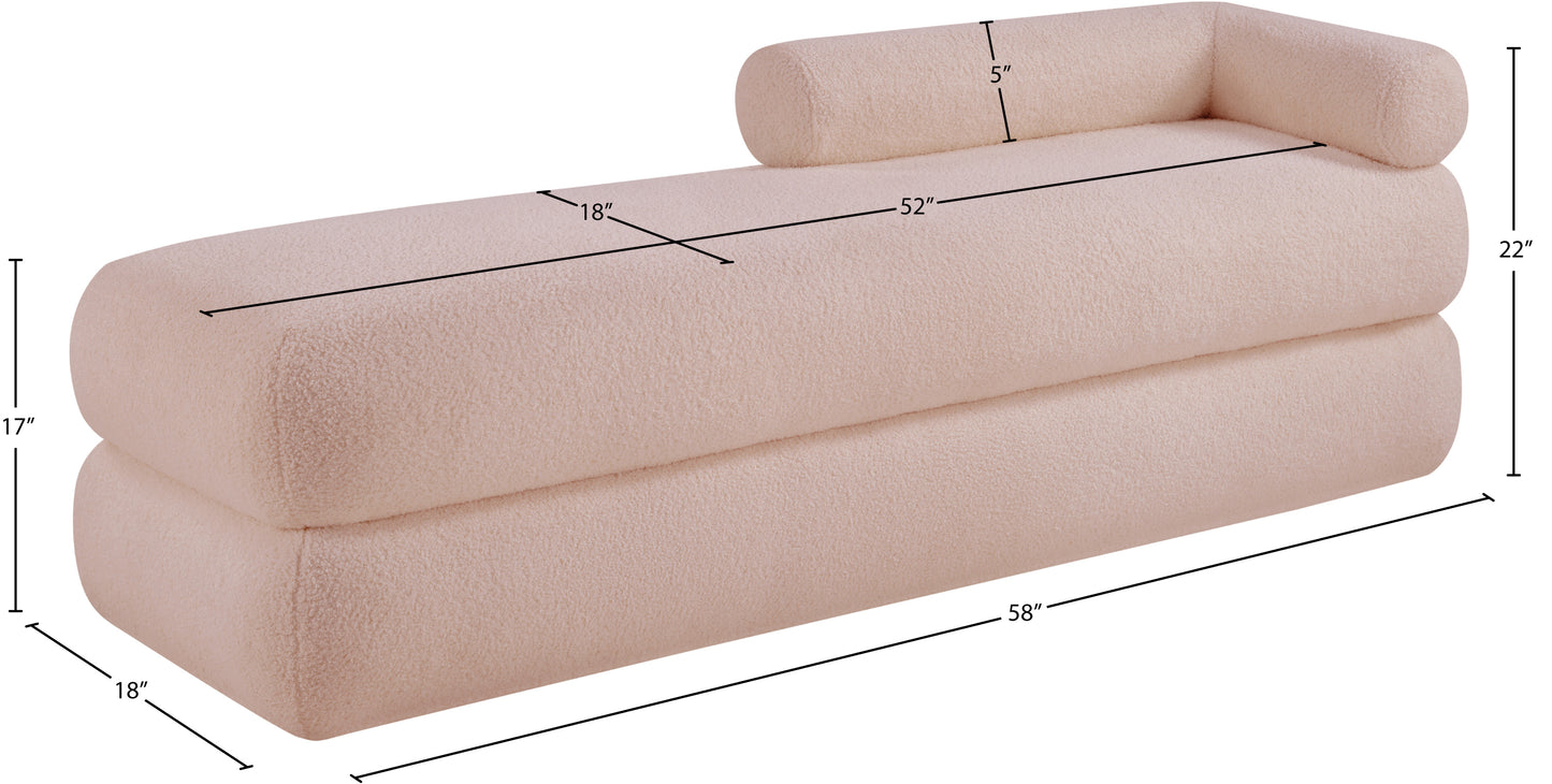 arlo pink faux shearling teddy fabric bench