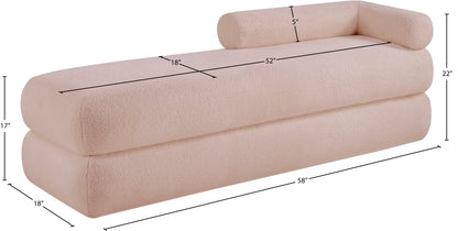 Arlo Pink Faux Shearling Teddy Fabric Bench