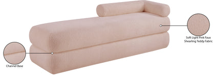 Arlo Pink Faux Shearling Teddy Fabric Bench