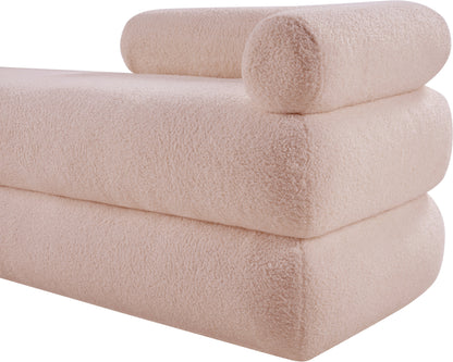 Arlo Pink Faux Shearling Teddy Fabric Bench