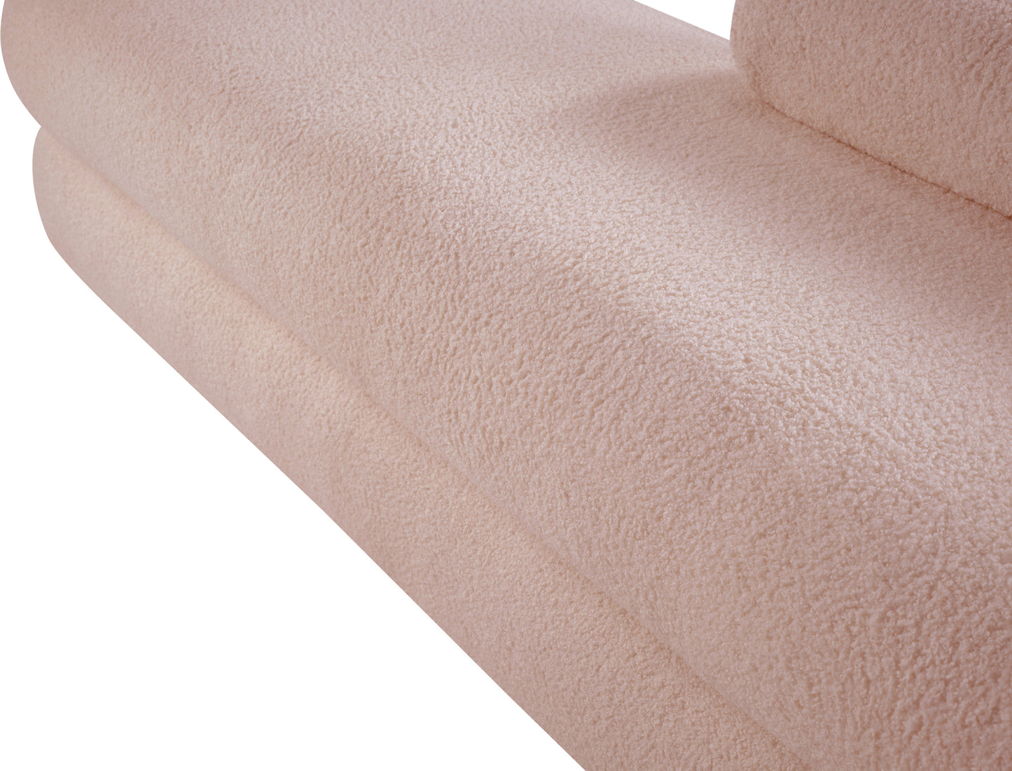 arlo pink faux shearling teddy fabric bench