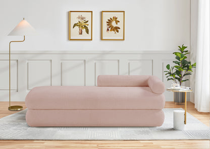 Arlo Pink Faux Shearling Teddy Fabric Bench