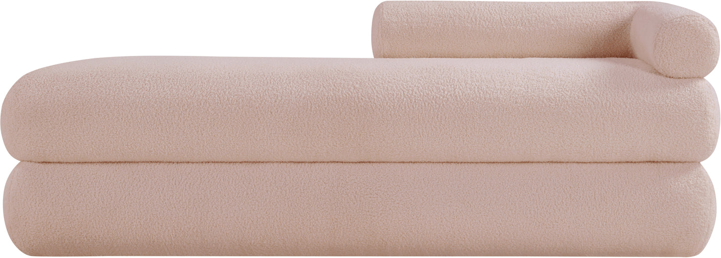 arlo pink faux shearling teddy fabric bench