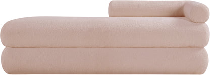 Arlo Pink Faux Shearling Teddy Fabric Bench