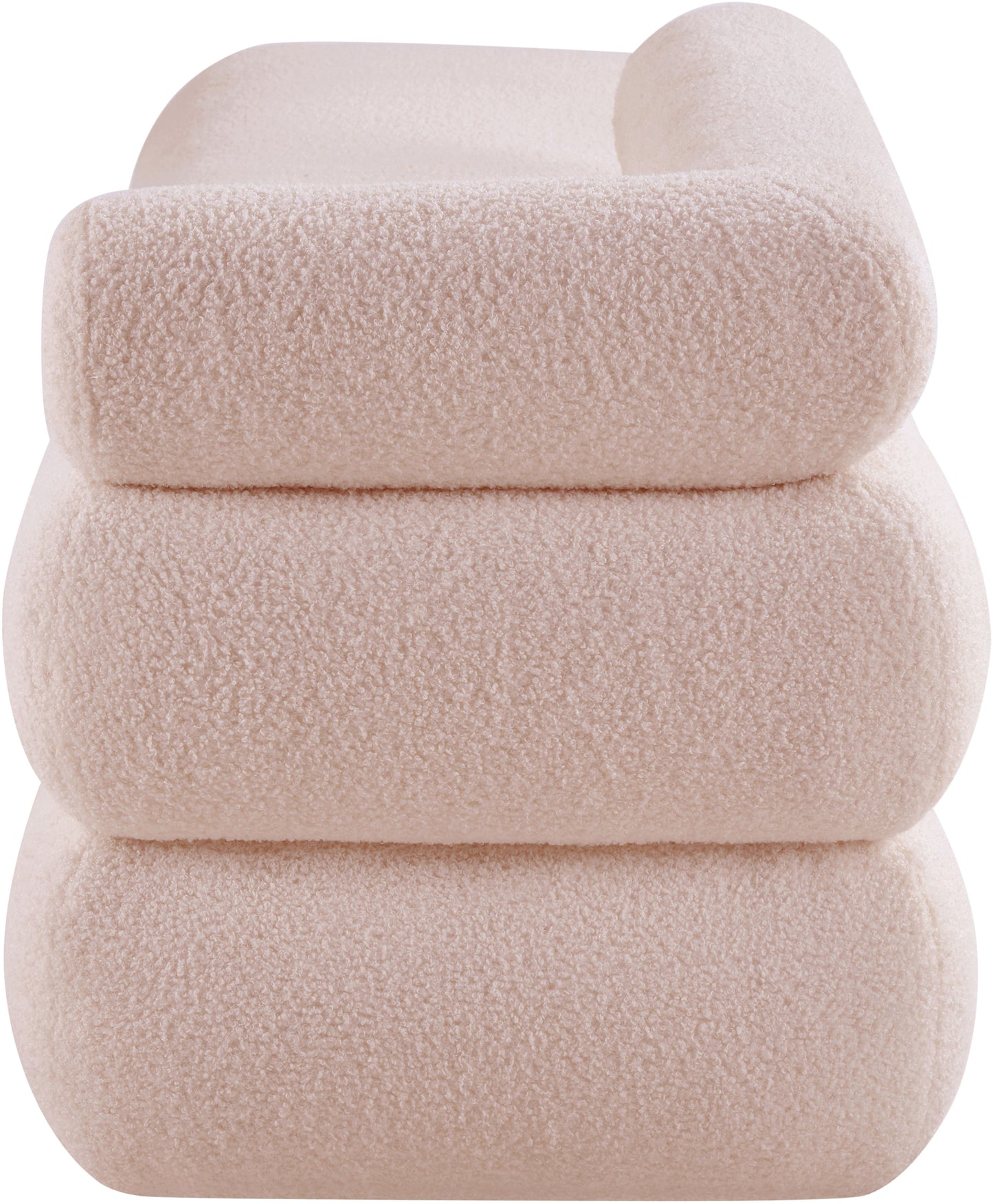 arlo pink faux shearling teddy fabric bench