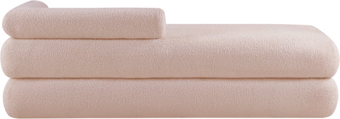 Arlo Pink Faux Shearling Teddy Fabric Bench