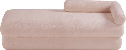 Arlo Pink Faux Shearling Teddy Fabric Bench