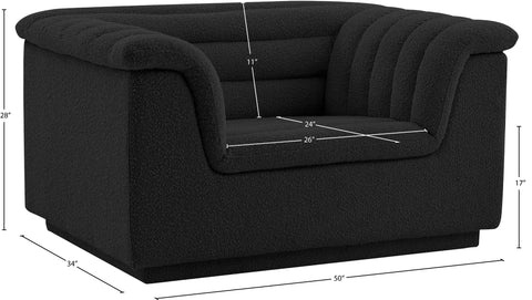 Faye Black Boucle Fabric Upholstered Chair, 1 Piece (Style 2)