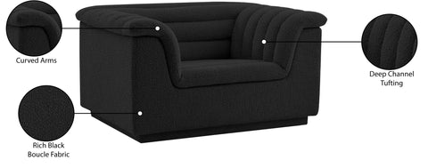 Faye Black Boucle Fabric Upholstered Chair, 1 Piece (Style 2)