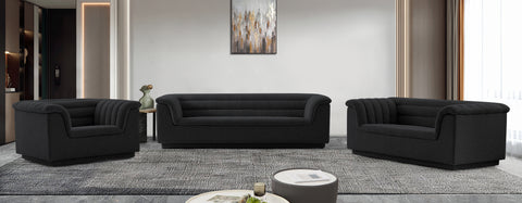 Faye Black Boucle Fabric Upholstered Chair, 1 Piece (Style 2)