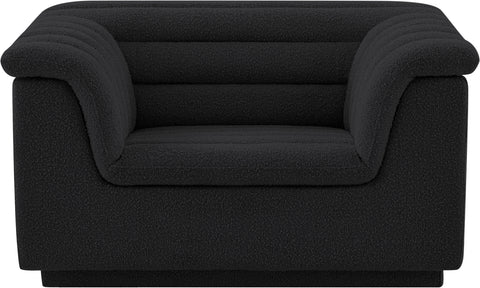 Faye Black Boucle Fabric Upholstered Chair, 1 Piece (Style 2)