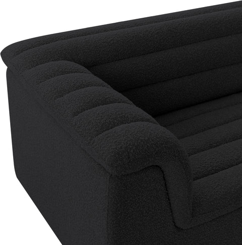 Faye Black Boucle Fabric Upholstered Chair, 1 Piece (Style 2)