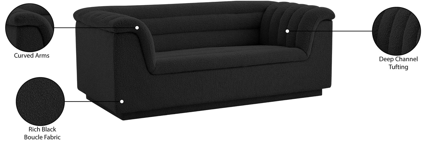 dillard black boucle fabric loveseat l