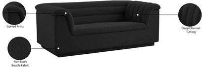 Dillard Black Boucle Fabric Loveseat L