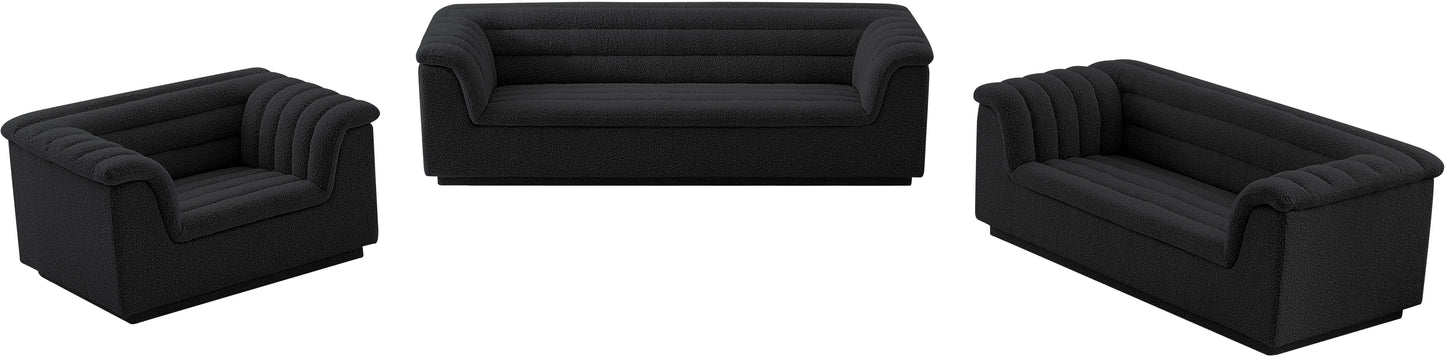 dillard black boucle fabric loveseat l