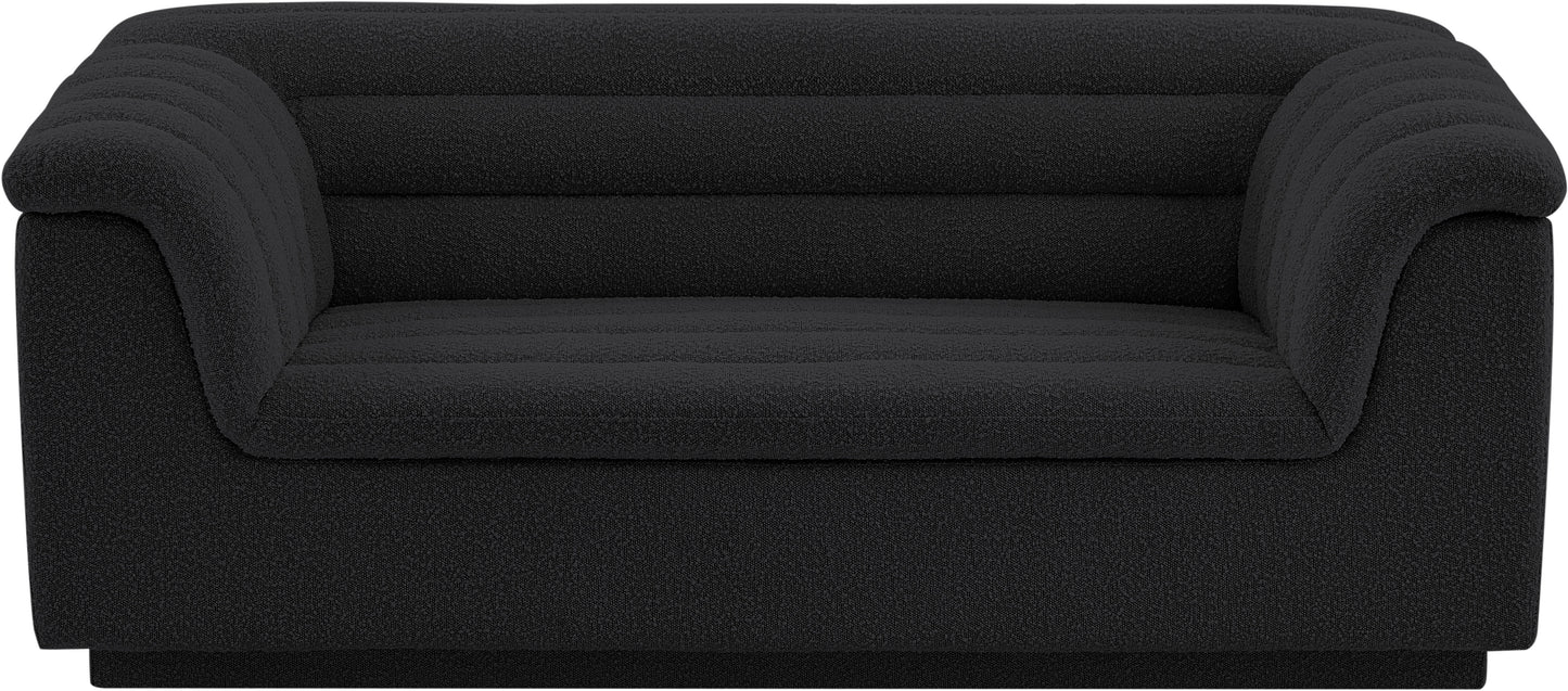 dillard black boucle fabric loveseat l