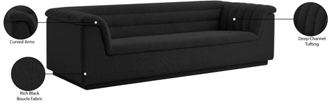 Faye 94" Black Boucle Fabric Upholstered Sofa, 1 Piece