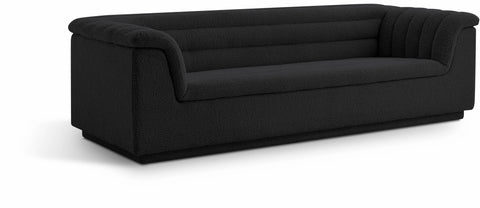 Faye 94" Black Boucle Fabric Upholstered Sofa, 1 Piece