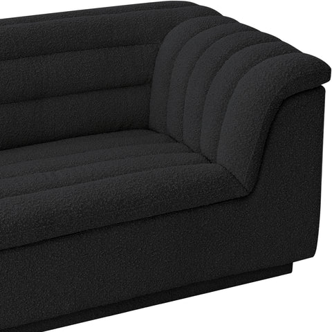 Faye 94" Black Boucle Fabric Upholstered Sofa, 1 Piece