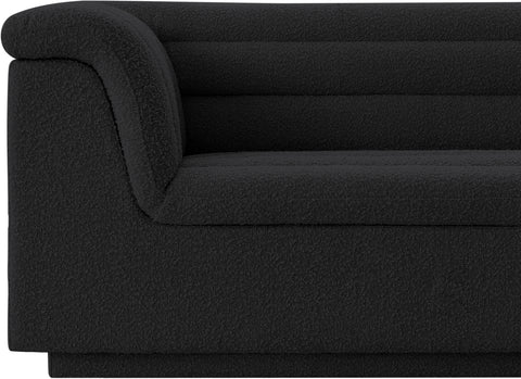 Faye 94" Black Boucle Fabric Upholstered Sofa, 1 Piece