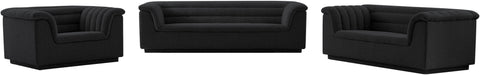 Faye 94" Black Boucle Fabric Upholstered Sofa, 1 Piece