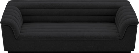 Faye 94" Black Boucle Fabric Upholstered Sofa, 1 Piece