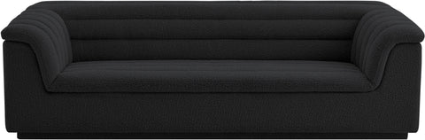 Faye 94" Black Boucle Fabric Upholstered Sofa, 1 Piece