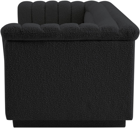 Faye 94" Black Boucle Fabric Upholstered Sofa, 1 Piece