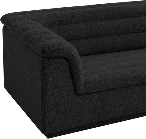 Faye 94" Black Boucle Fabric Upholstered Sofa, 1 Piece