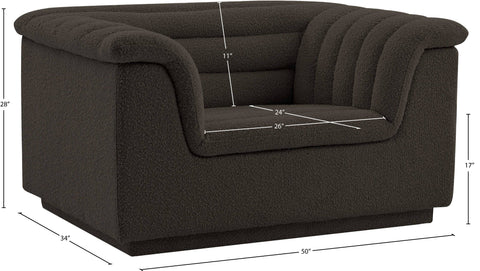 Faye Brown Boucle Fabric Upholstered Chair, 1 Piece (Style 2)