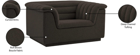 Faye Brown Boucle Fabric Upholstered Chair, 1 Piece (Style 2)