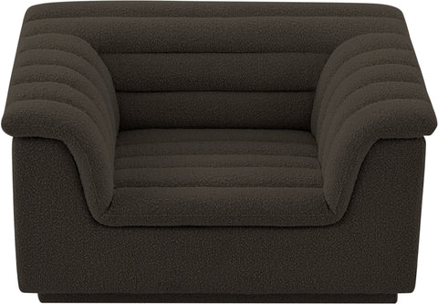 Faye Brown Boucle Fabric Upholstered Chair, 1 Piece (Style 2)