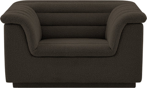 Faye Brown Boucle Fabric Upholstered Chair, 1 Piece (Style 2)