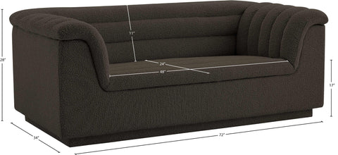 Faye 72" Brown Boucle Fabric Upholstered Loveseat, 1 Piece