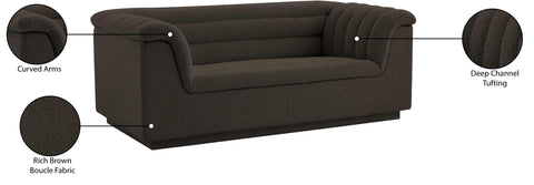 Faye 72" Brown Boucle Fabric Upholstered Loveseat, 1 Piece