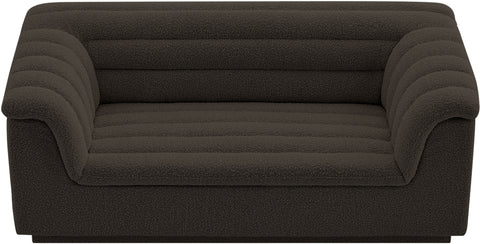Faye 72" Brown Boucle Fabric Upholstered Loveseat, 1 Piece