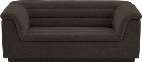 Faye 72" Brown Boucle Fabric Upholstered Loveseat, 1 Piece
