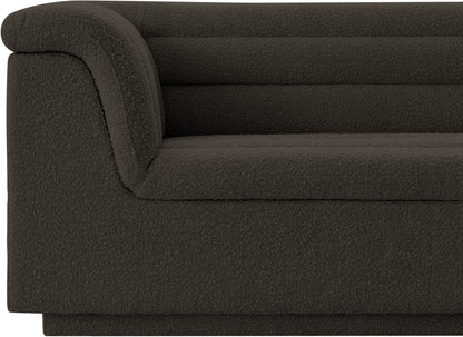 Dillard Brown Boucle Fabric Loveseat L