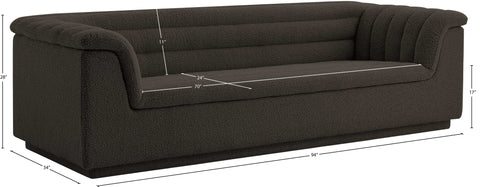 Faye 94" Brown Boucle Fabric Upholstered Sofa, 1 Piece