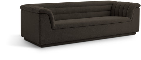 Faye 94" Brown Boucle Fabric Upholstered Sofa, 1 Piece