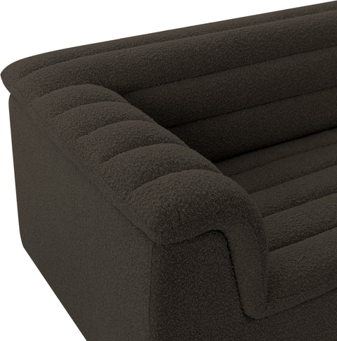 Faye 94" Brown Boucle Fabric Upholstered Sofa, 1 Piece