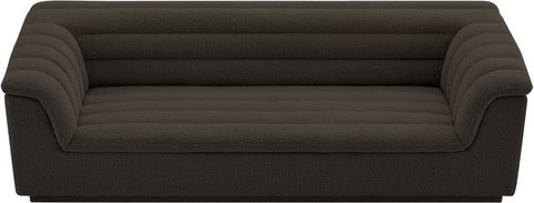 Faye 94" Brown Boucle Fabric Upholstered Sofa, 1 Piece