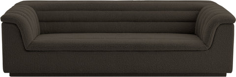 Faye 94" Brown Boucle Fabric Upholstered Sofa, 1 Piece